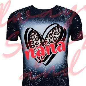 Adult Unisex Nana Black leopard Heart Shirt | Completed Nana Heart Shirt- NOT Vinyl, it is printed into shirt | Will Not Fade