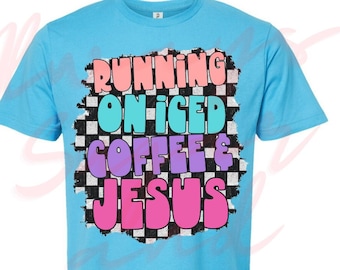 Iced Coffee and Jesus Shirt, Christian T-Shirt, Funny Jesus Tee, Coffee Lover, Religious Gift, Jesus Gift, Retro shirt