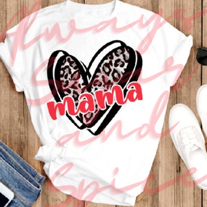 Adult Unisex Cheetah Heart Mom Shirt | Sublimation Shirt | Completed Mom Shirt- NOT Vinyl, it is printed into shirt | Will Not Fade