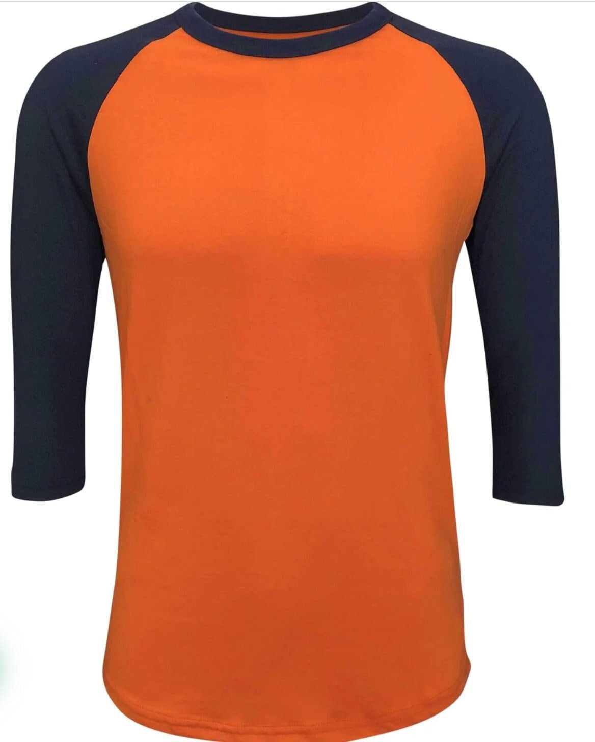 Navy and Orange Unisex Raglan Shirt (feels Like Cotton) Baseball - Main Image