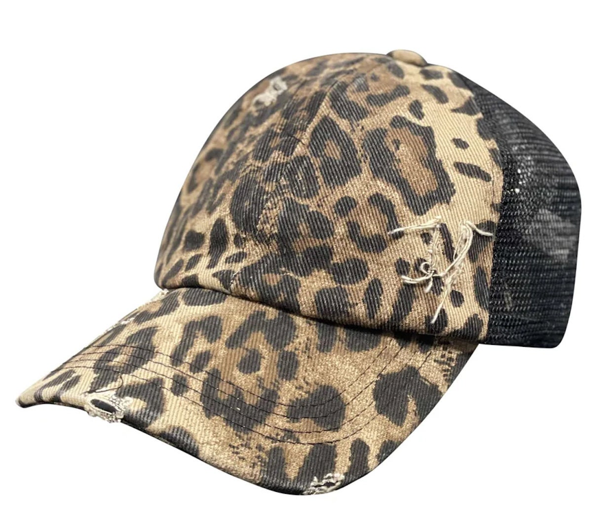 Ladies - Womens Distressed Pony Tail Cheetah Baseball Hat - Etsy display picture 3
