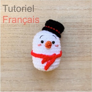 French - Snowman keychain crochet tutorial