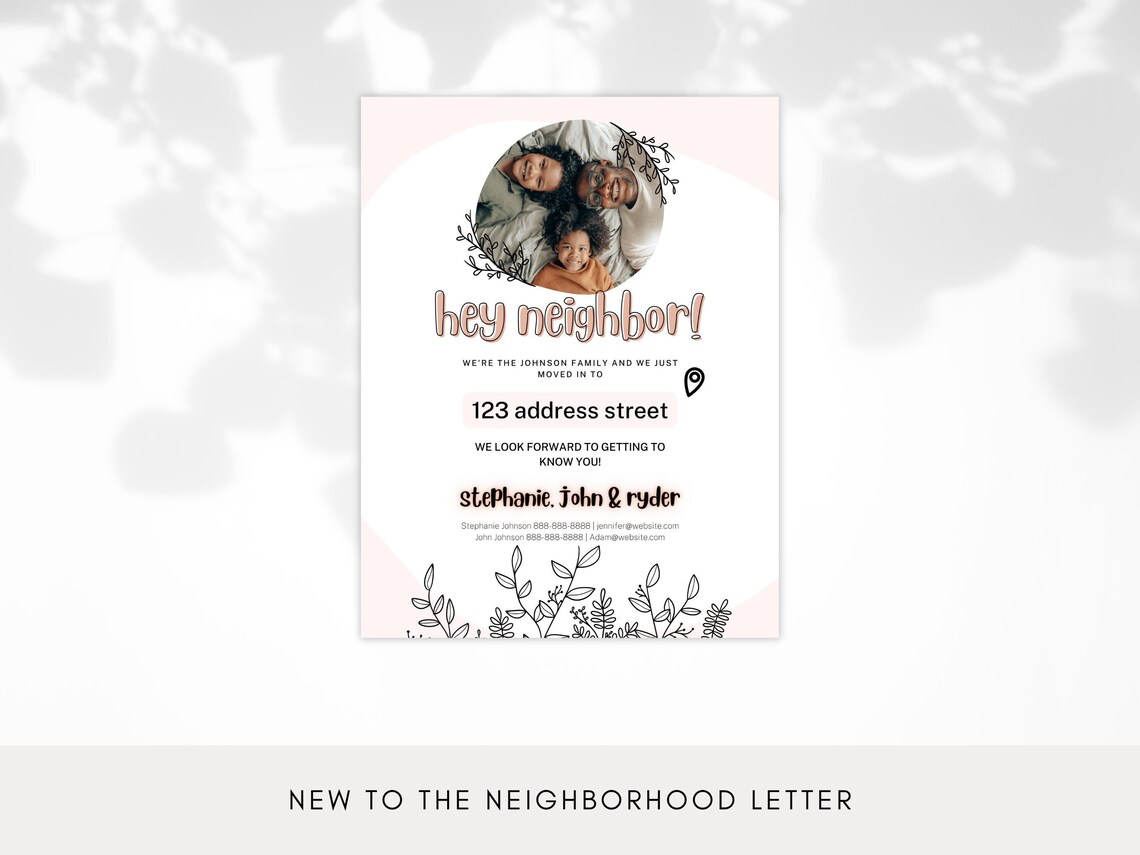 Neighbor Introduction Letter Template Hi Neighbor Were New Etsy