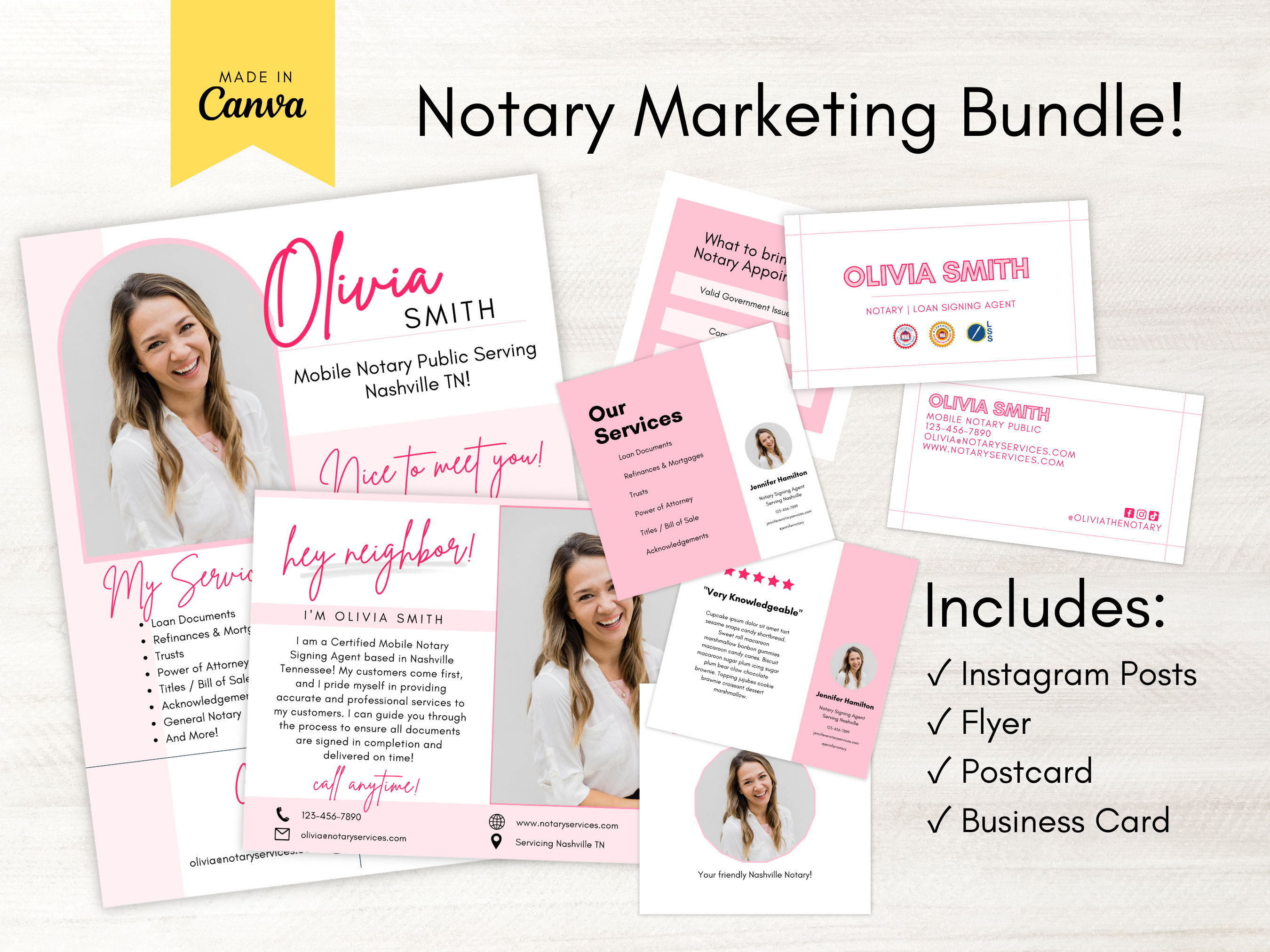 Notary Public Marketing Template Bundle Loan Signing Agent Etsy