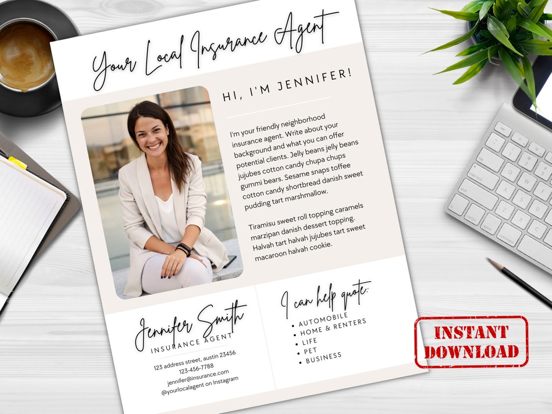 Insurance Agent Introduction Flyer Template Life Insurance Etsy Australia