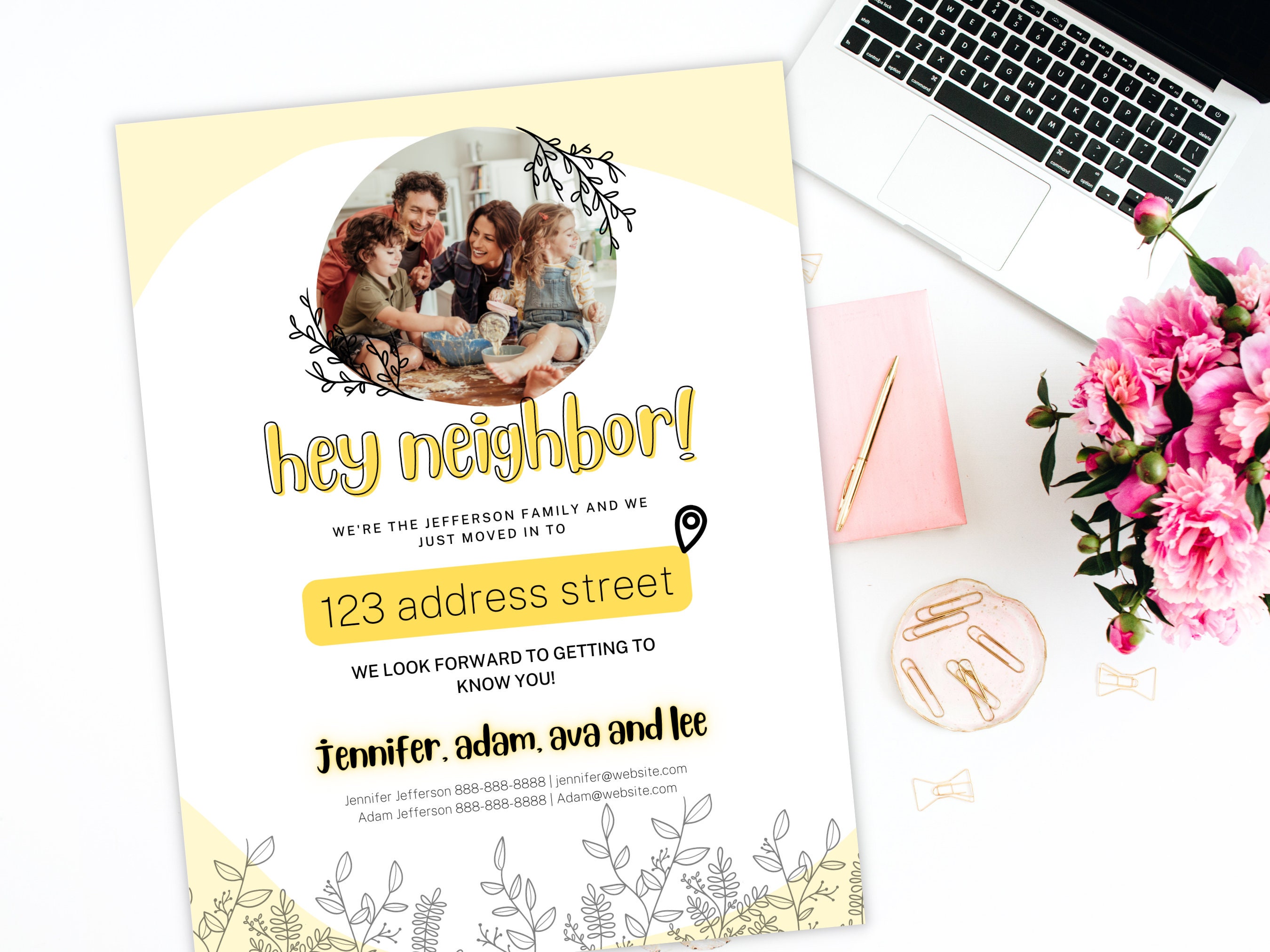 Neighbor Introduction Letter Template Hi Neighbor Were New Etsy UK