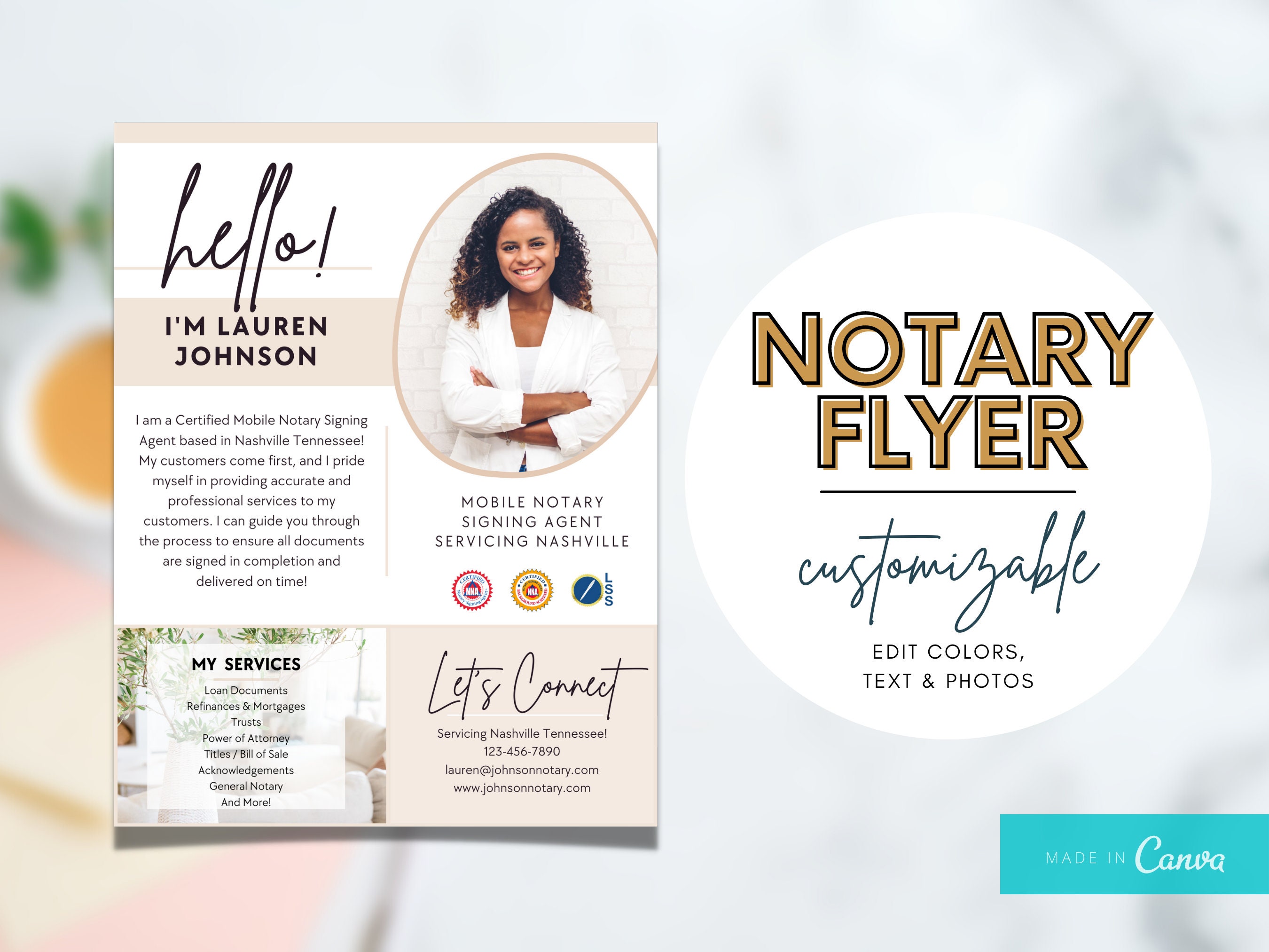 Notary American Girl X Videos - Notary Public Marketing Flyer Template Canva Templates for - Etsy