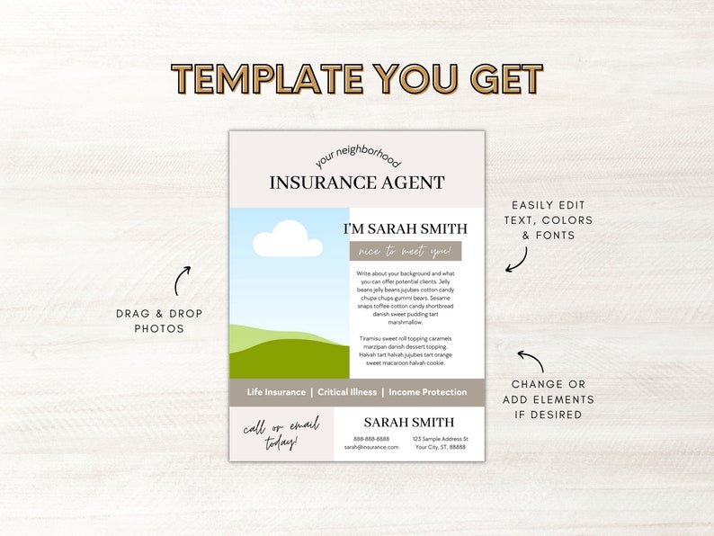 Insurance Agent Introduction Flyer Template Life Insurance Etsy