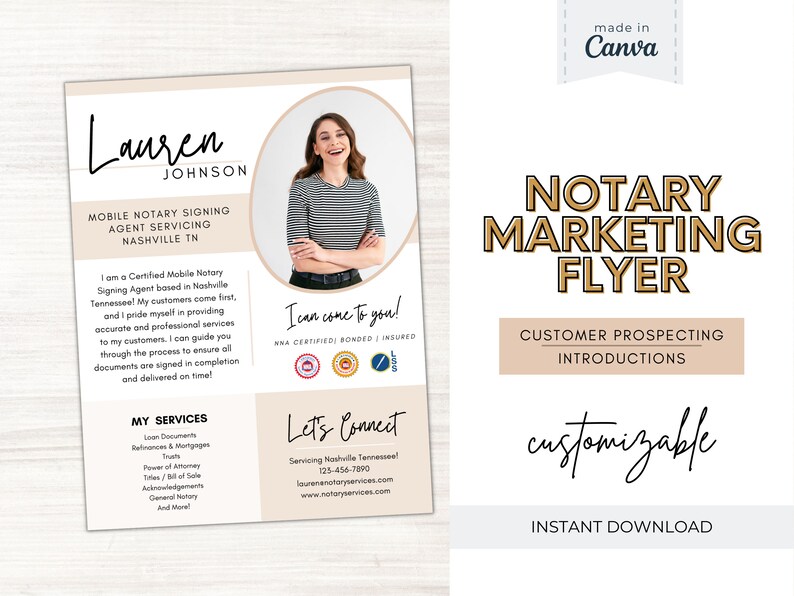 Notary Public Marketing Flyer Template Canva Templates for Etsy