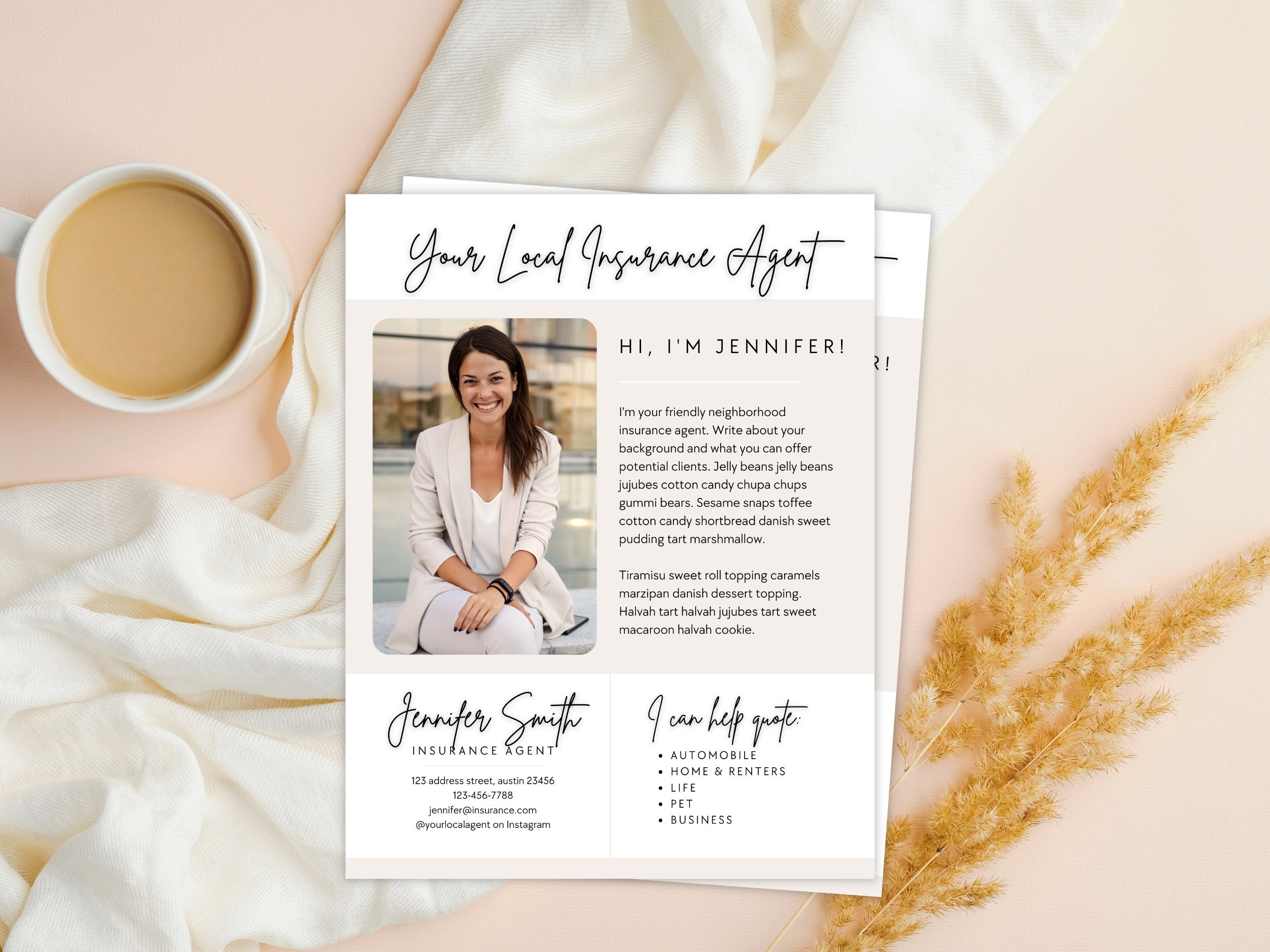 Insurance Agent Introduction Flyer Template Life Insurance Etsy