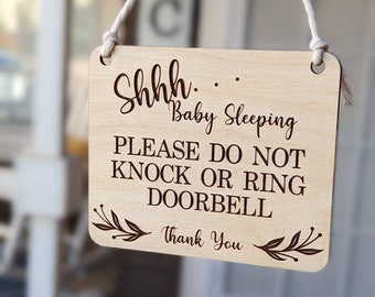Letrero de "No molestar" para bebé durmiendo / Colgador de puerta de madera grabado con láser para cuarto de bebé, regalo para baby shower, letrero para padres primerizos, decoración de habitación infantil