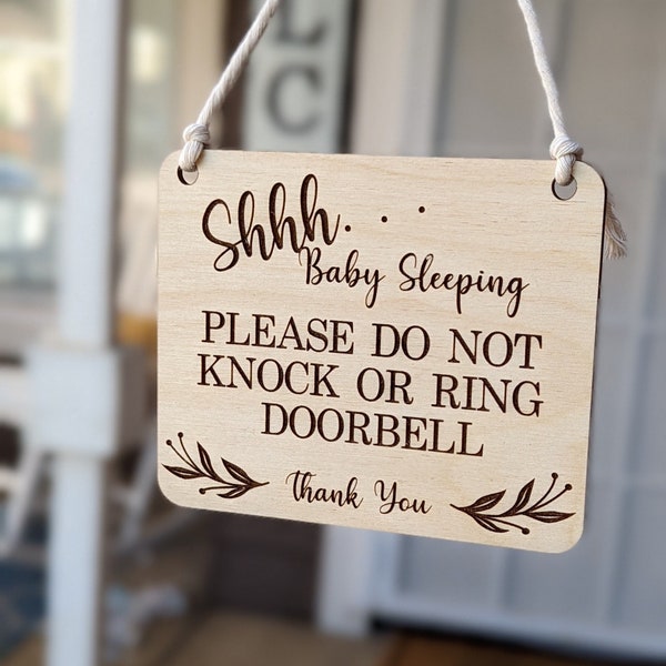 Baby Sleeping Sign, Shhh Baby Sleeping Sign, Do Not Knock Sign, Do Not Ring Doorbell, Baby Privacy Sign, Do Not Disturb Front Door