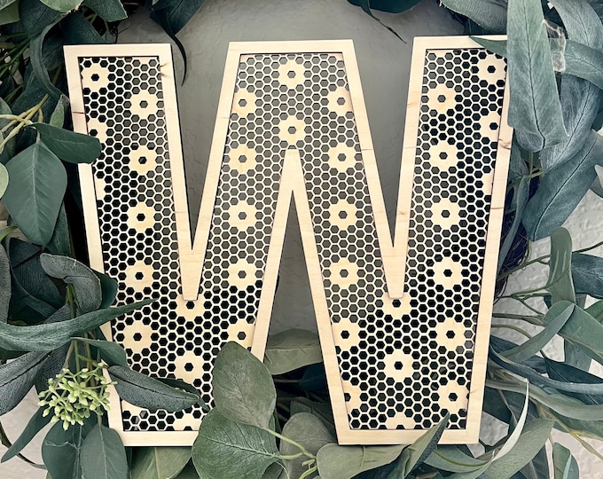 Weaving Lettering Daisy Floral Rattan Letter, Honeycomb Wicker Letter, Wooden Name Sign ...
