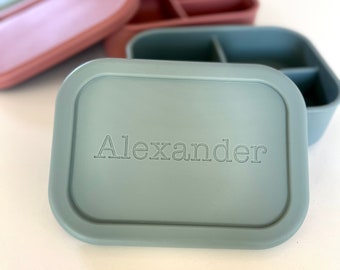 Personalized Silicone Bento Box: Engraved Name, Divided Lunch Container
