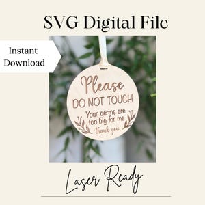 カーシートタグ、赤ちゃんが触らないでください SVG ファイル、デジタル SVG カット ファイル、カーシート細菌ファイル、レーザー彫刻ファイル、Glowforge SVG