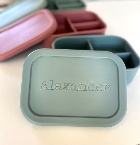 Personalized Silicone Bento Box: Engraved Name, Divided Lunch Container