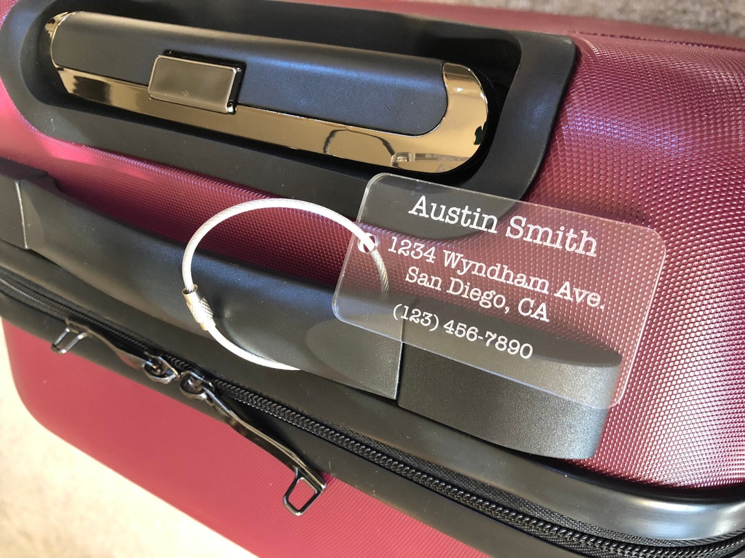 Personalized Acrylic Luggage Tags Discreet Address Name Etsy