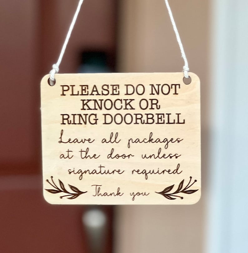 Do Not Knock Sign Do Not Ring Doorbell Do Not Disturb Front Etsy