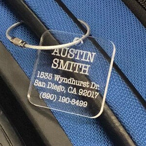 Personalized Acrylic Luggage Tag: Discreet Address Travel Tag