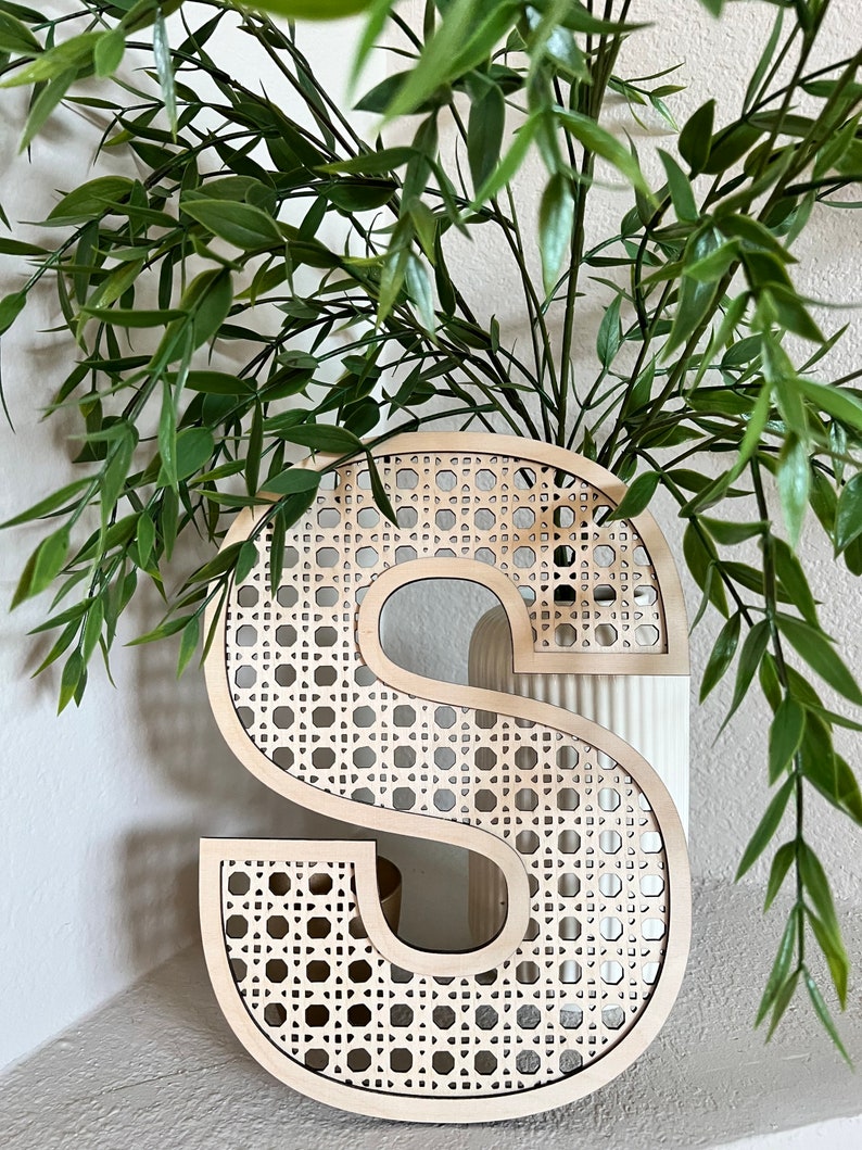 Rattan Nursery Letter Decor Rattan Wicker Letters Wooden Etsy