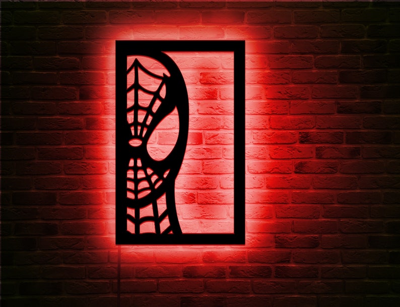 Spider Led Wall Decor Sign Superhero Wall Art Kids Room Etsy
