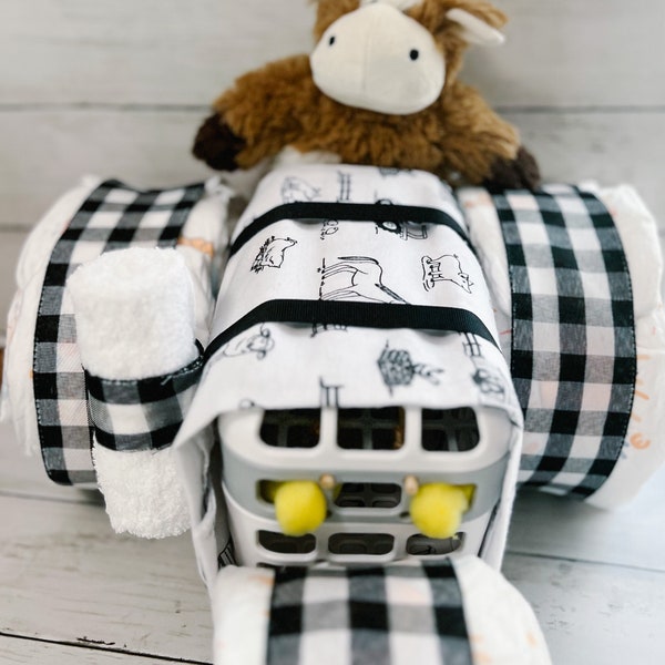 Tractor Diaper Cake | Farm Themed Baby Shower | Barnyard Baby Shower Centerpiece | Barnyard Diaper Cake | Farm Baby Shower Gift | Farm Baby