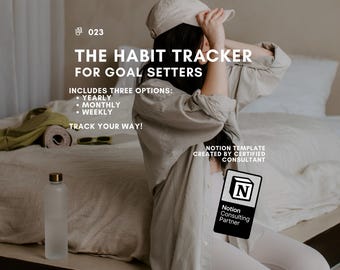 Notion Habit Tracker Template – Yearly, Monthly, Weekly Goal Setting (Digital Download)