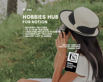 Notion Hobbies Hub Template | Reading, TV, Film, Projects, Plants (Digital Download)