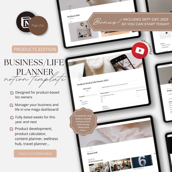 Notion for Etsy sellers // Notion template business, notion business template, aesthetic small business notion template for product sellers