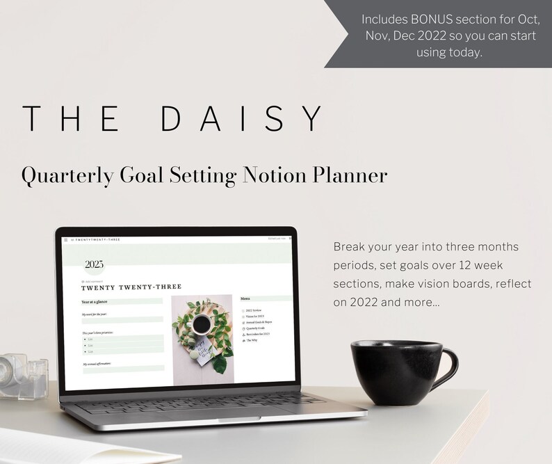 Quarterly Goal Setting Notion Template // 2023 Goalsetting Etsy