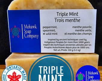 CLEARANCE | Triple Mint | Spearmint Peppermint & Wild Mint | Vegan | Indigenous Made | Hair and Body Soap | Waste Free | Mohawk Soap Company