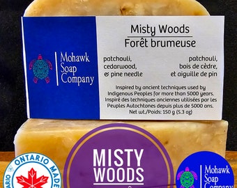 Misty Woods | Cedarwood, Scotch Pine Needle & Patchouli | Vegan | Indigenous Made | Hair and Body Soap | Waste Free | Mohawk Soap Company