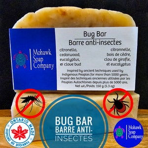 Bug Bar | Mosquito & Tick Repellent | Citronella, Cedarwood, Clove Bud and Eucalyptus | Vegan | Hair and Body Soap | Mohawk Soap Company