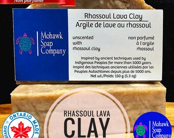 Rhassoul Lava Clay | Unscented with Moroccan Lava Clay | Vegan | Indigenous Made | Hand and Body Soap | Waste Free | Mohawk Soap Company