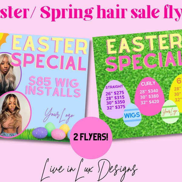 DIY hair sale flyer template| Easter| Spring sale|