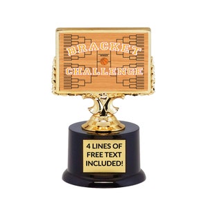 Custom Basketball Bracket Trophy, March Madness, Customize Engraving, March Madness Challenge Winner Award, 6 3/4" Tall