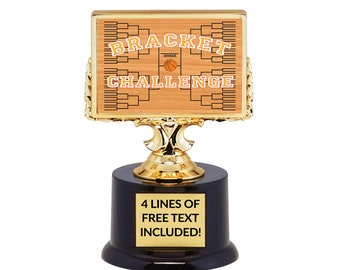 Custom Basketball Bracket Trophy, March Madness, Customize Engraving, March Madness Challenge Winner Award, 6 3/4" Tall