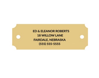 Engraved Gold Brass Name Plate: Memorial Plaque, Free Engraving