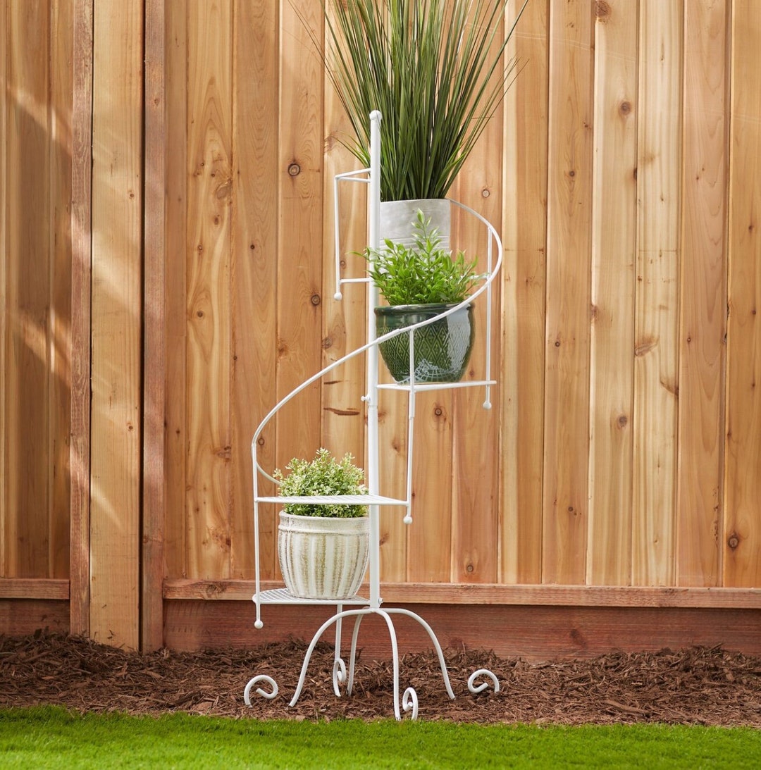 Iron Spiral Staircase Plant Stand White Housewarming Gift Etsy