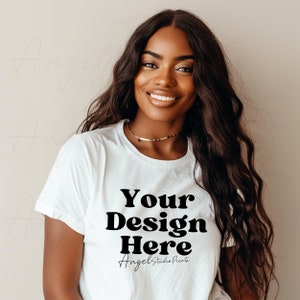 T-Shirt Mockup, Bella Canvas 3001 T-shirt Mock Up, White Plain T-shirt Mockup, Bella Canvas 3001 Black Shirt Mockup, WhiteTee Model Mockup