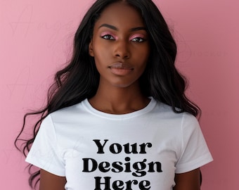 Bella Canvas 3001 T-shirt Mock Up, T-Shirt Mockup, White Plain T-shirt Mockup, Bella Canvas 3001 Black Shirt Mockup, WhiteTee Model Mockup