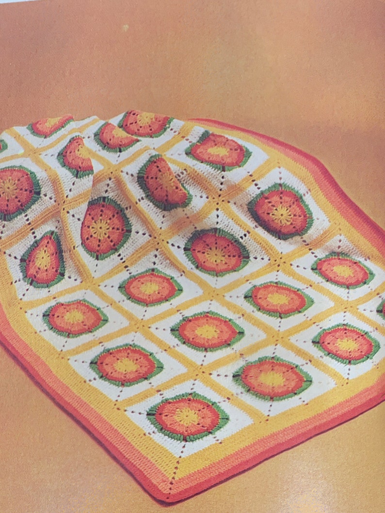 Vintage Crochet Afghan Pattern Flower Garden Etsy