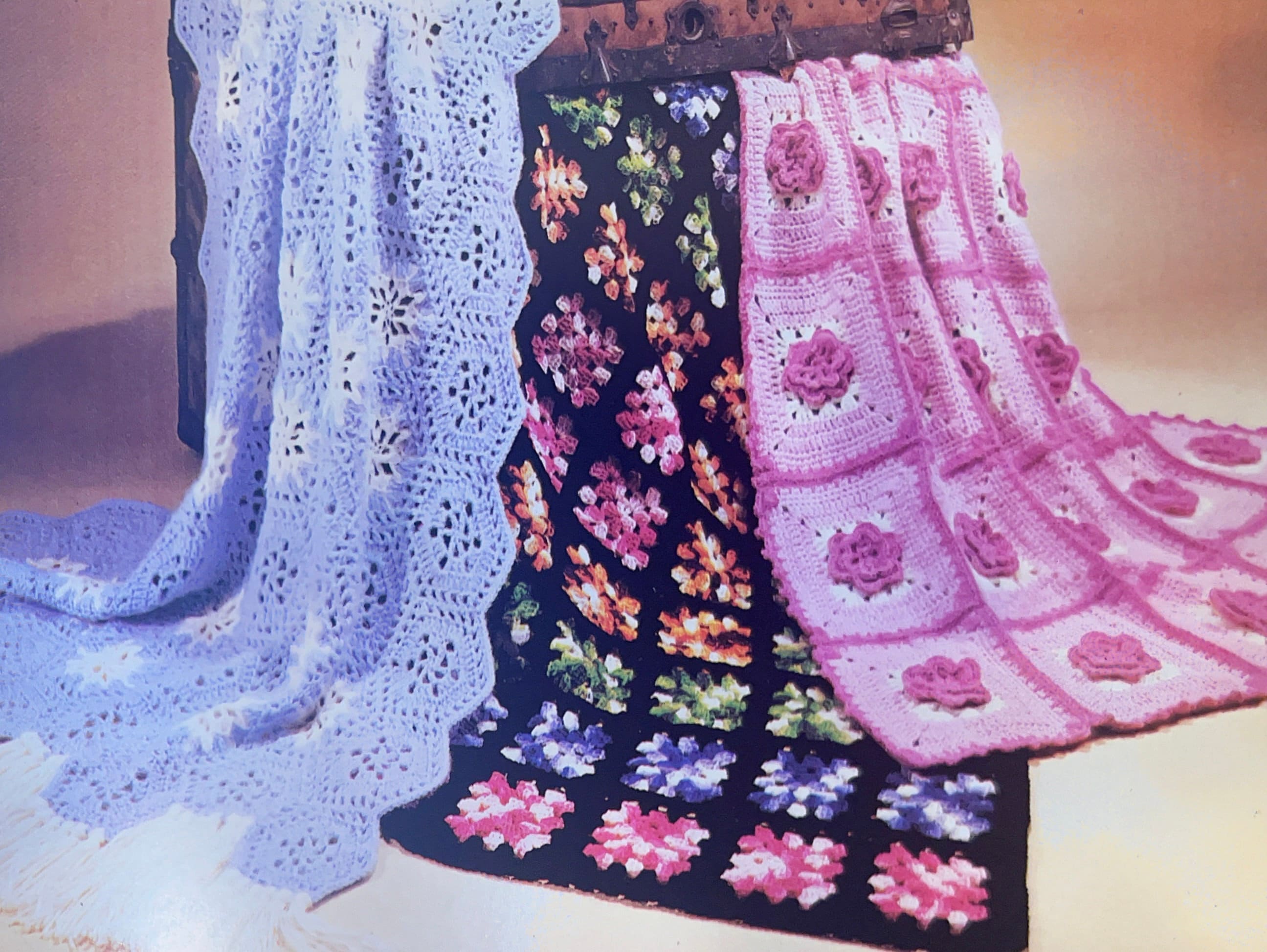 Vintage Crochet Afghan Pattern Ice Crystals Etsy