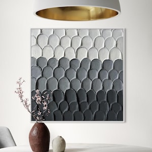Minimalist Grey Contemporary Artwork | Plaster Art | Textured Structure Abstraction Painting | Home Decor | Interior Gypsum Wall Decoration