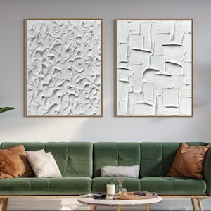 White Textured Plaster Art Set | Minimalist 3D Wall Decor