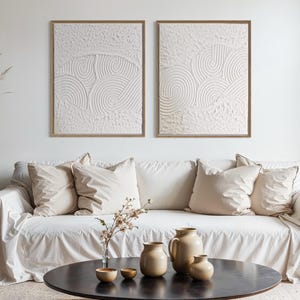 Textured Plaster Art Set | Handmade 3D White Wall Decor