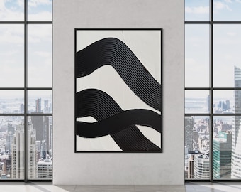 Black Hill Modern Wall Art | Minimaliste blanc Texturé Ensemble d’art mural de 3 | Structure Peinture abstraite | Art 3D