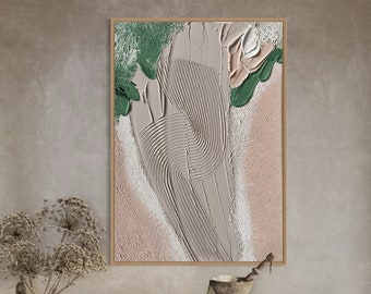 Art mural texturé abstrait de tornade beige | Peinture originale de structure de toile | Décoration murale 3D minimaliste | Décor à la maison moderne