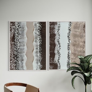 Beige Coastal Wall Art Set of 2 | Plaster Art | Brown Textured Wall Decor | Concrete 3D Artwork | Large Abstract Paintings | Interior Decor