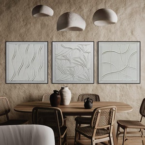 Textured White Plaster Art Set | Minimalist Abstract Paintings